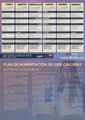 plan de alimentación de 2300 calorías - FITvita